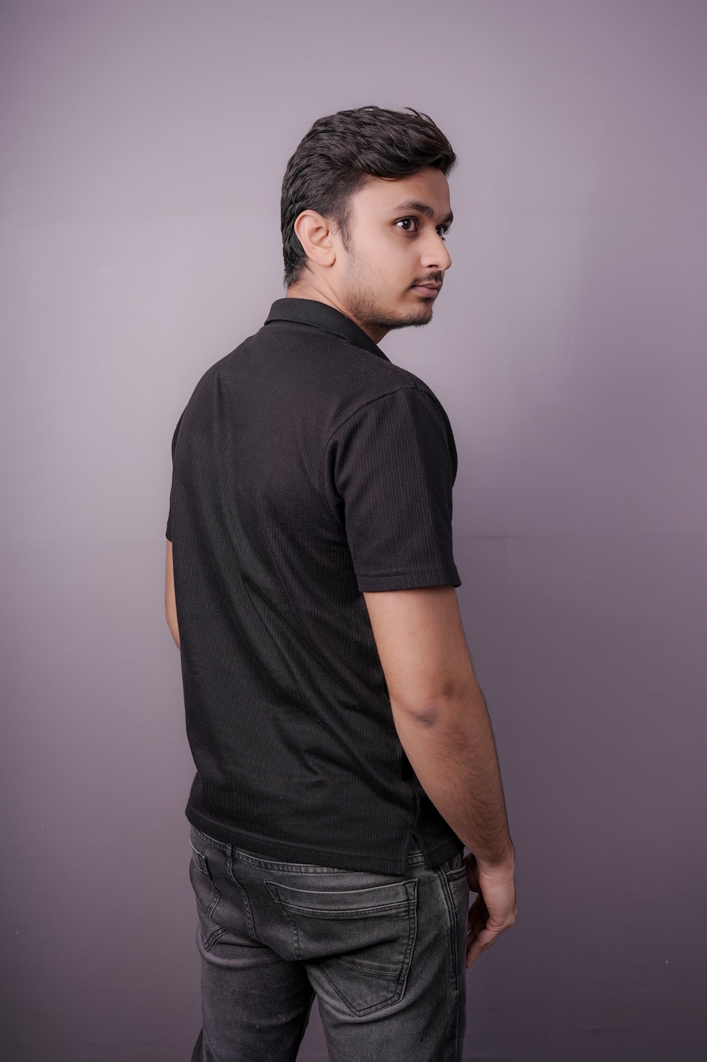 Men’s Solid Black Polo T-Shirt – Soft Cotton Blend