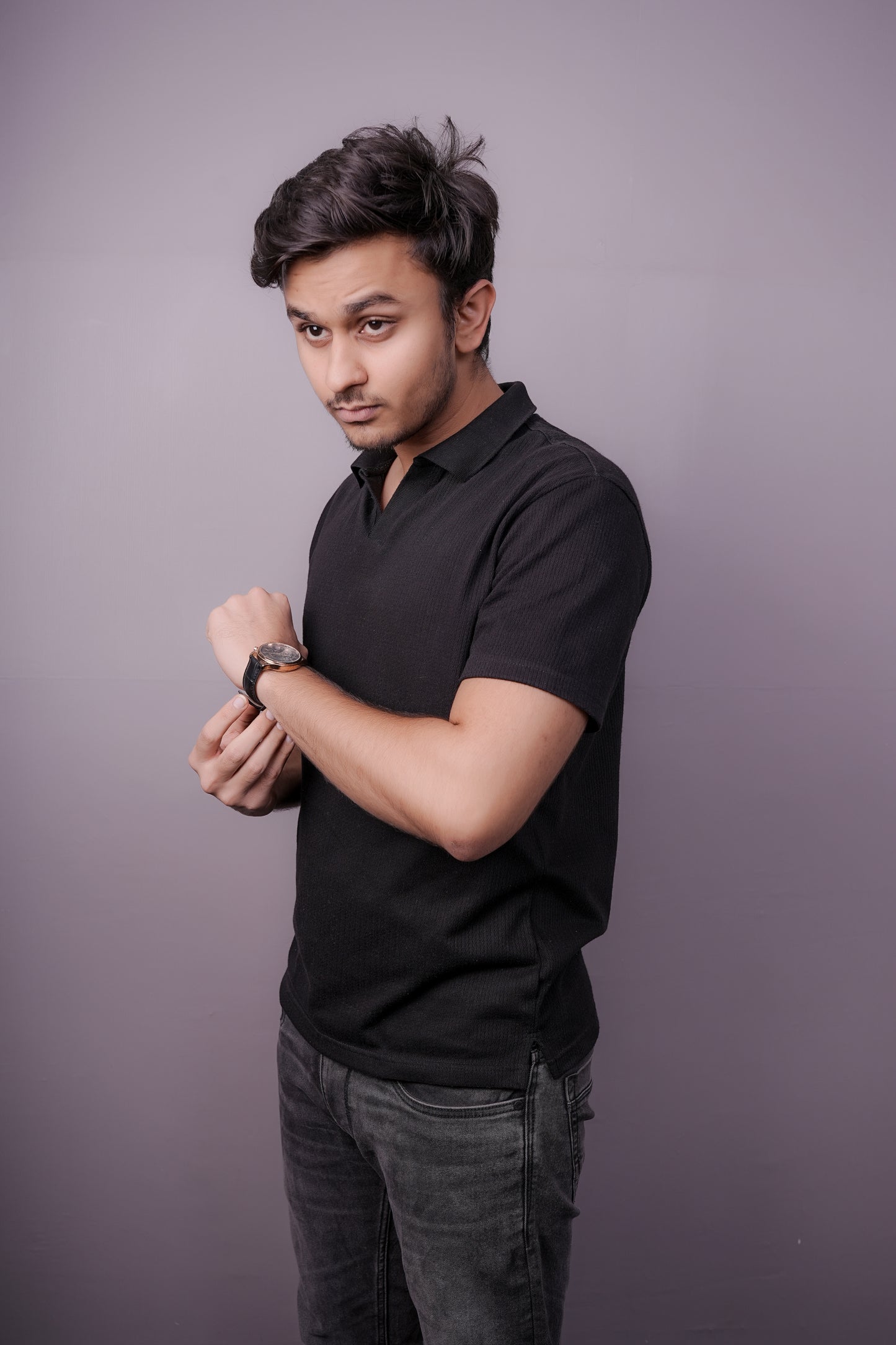 Men’s Solid Black Polo T-Shirt – Soft Cotton Blend