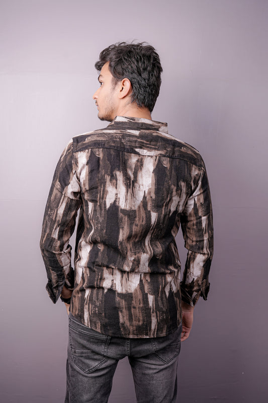 “Earthstroke” Brush-Print Cotton Shirt – Bold. Artistic. Effortless.