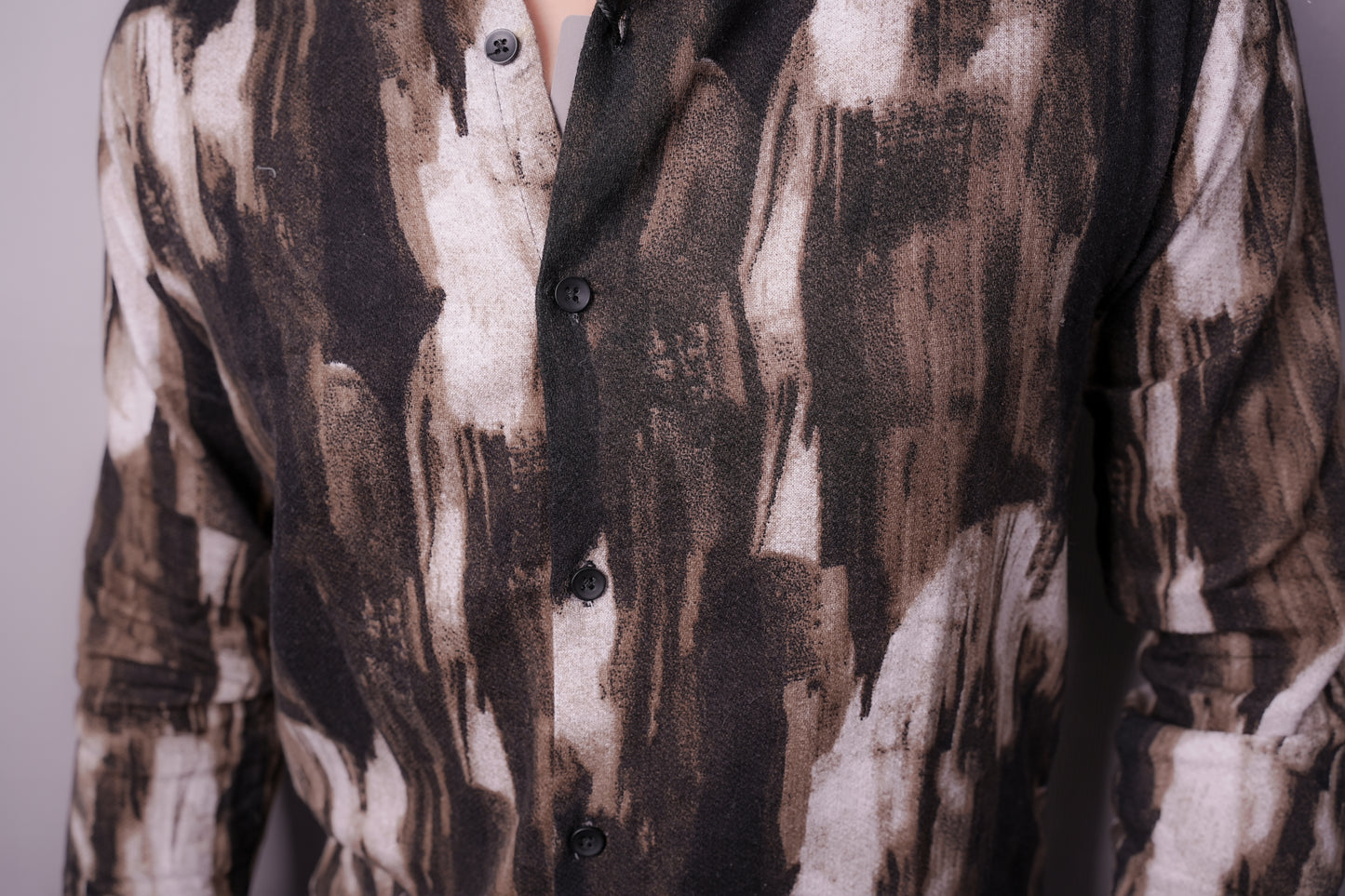 “Earthstroke” Brush-Print Cotton Shirt – Bold. Artistic. Effortless.