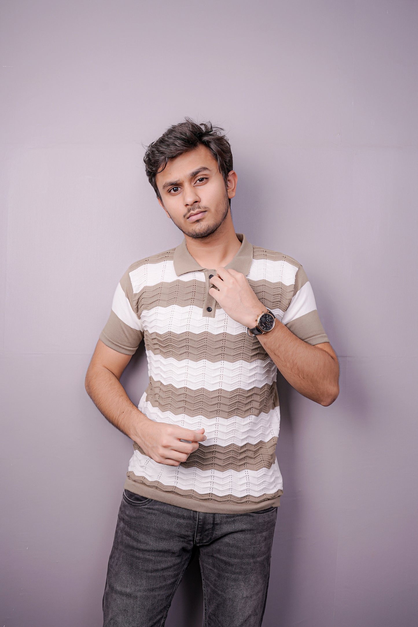 Desert Wave Textured Polo Shirt