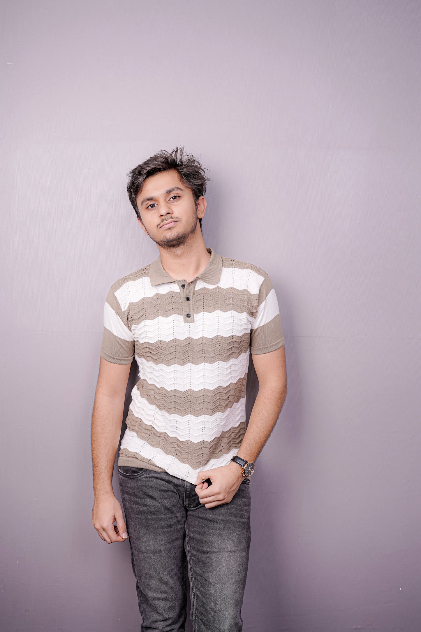 Desert Wave Textured Polo Shirt