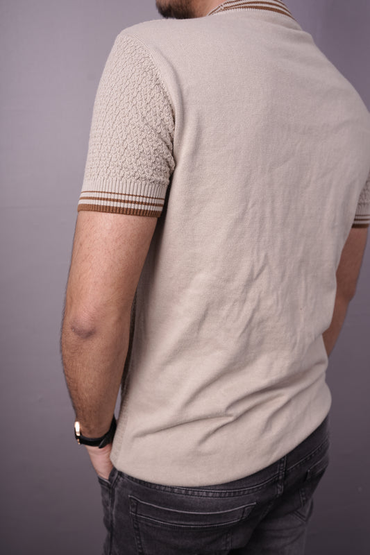 Ivory Knit Luxe Polo – Premium Textured Edition