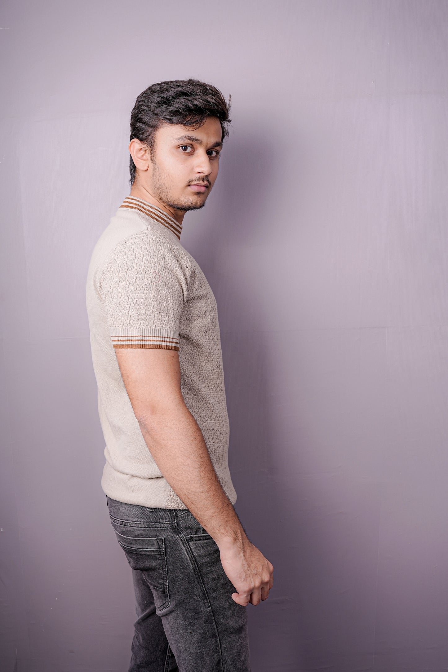 Ivory Knit Luxe Polo – Premium Textured Edition
