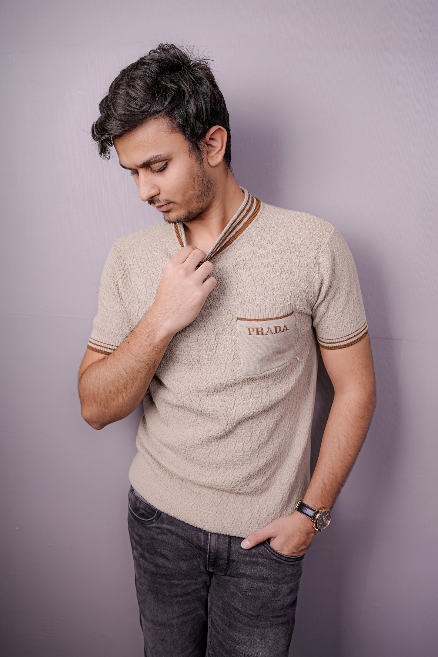 Ivory Knit Luxe Polo – Premium Textured Edition