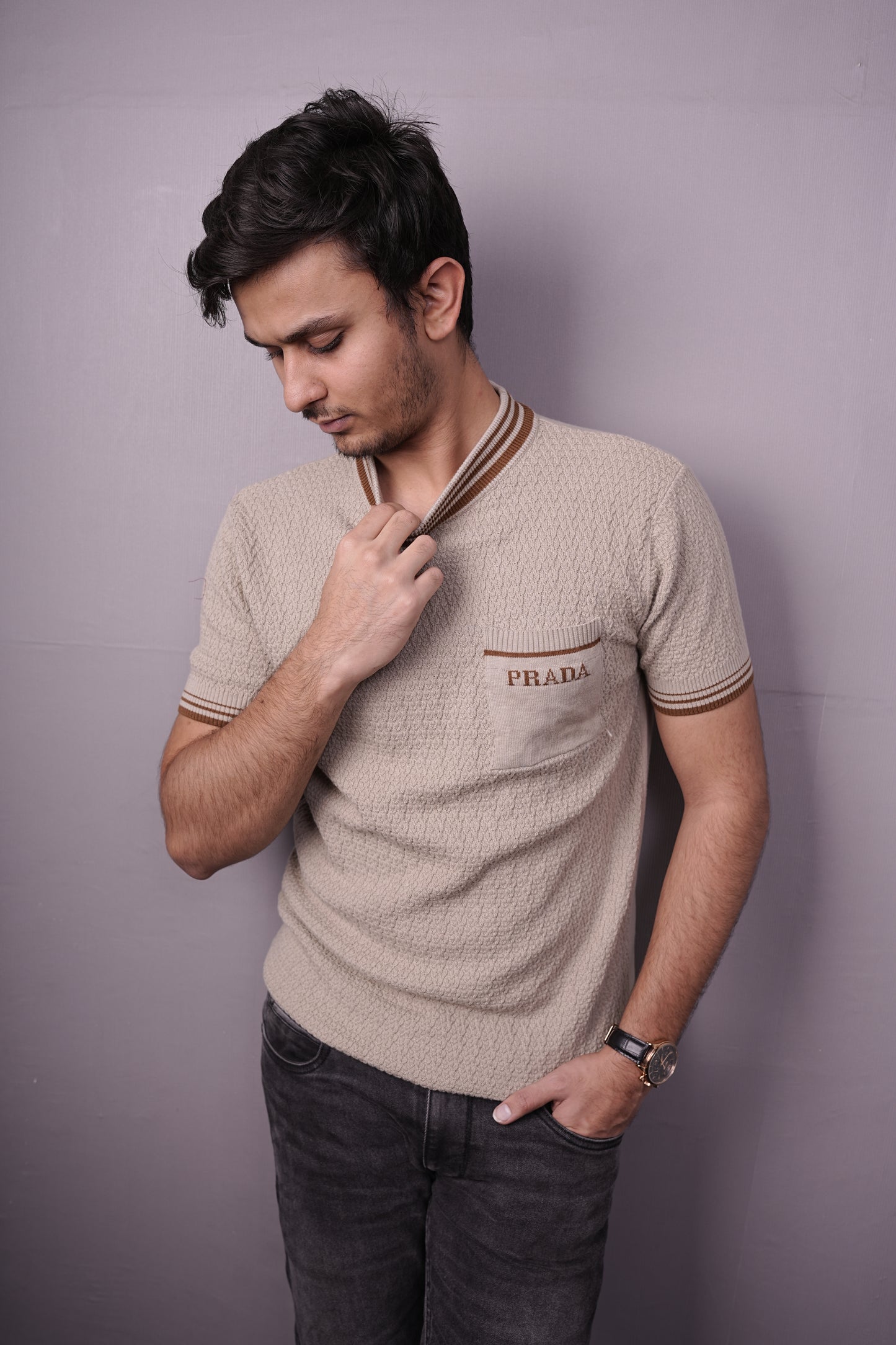 Ivory Knit Luxe Polo – Premium Textured Edition