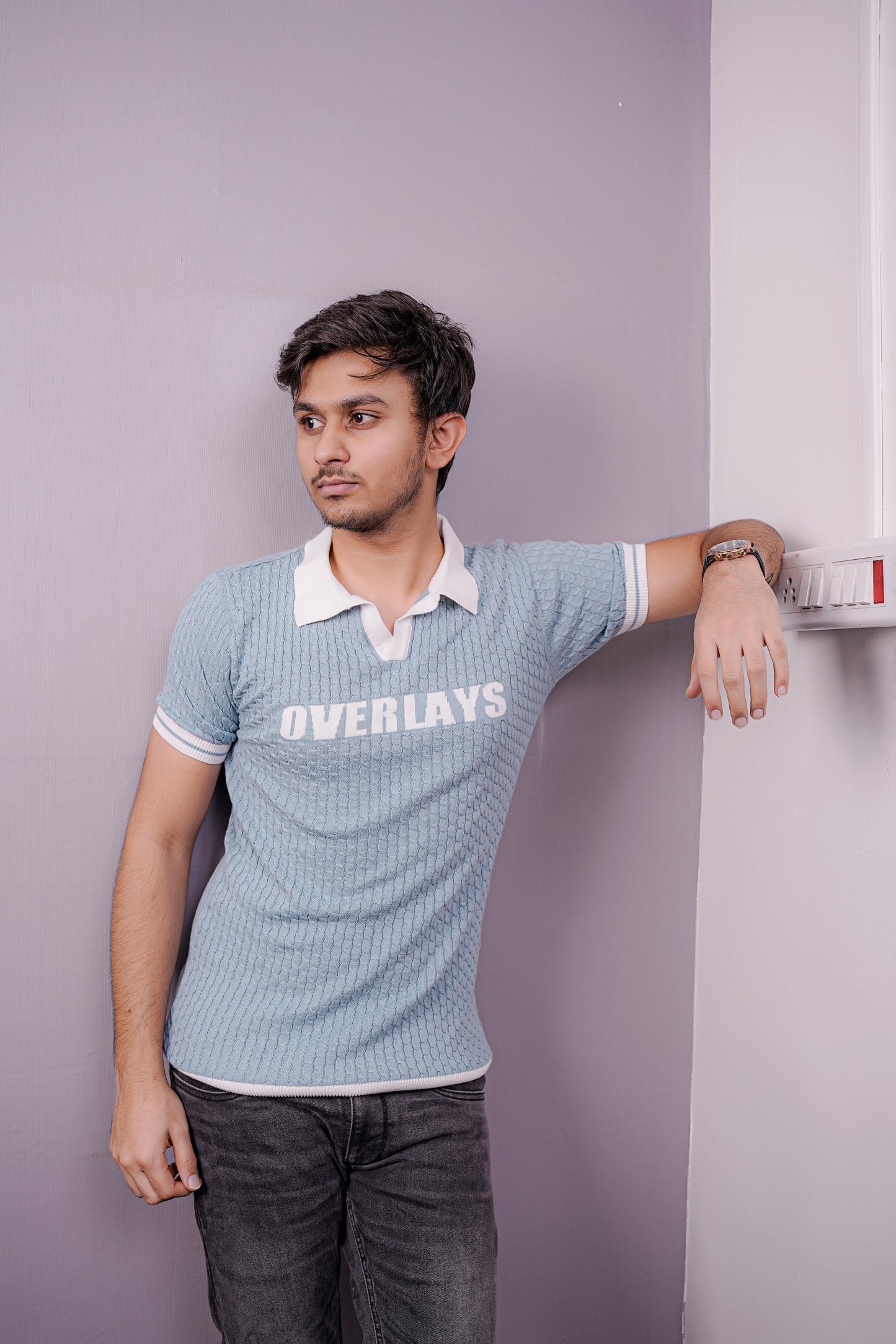 Overlays Sky Blue Polo – Street Luxe Knit Edition