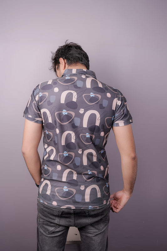 Urban Abstract Printed Polo – Button-Up Edition