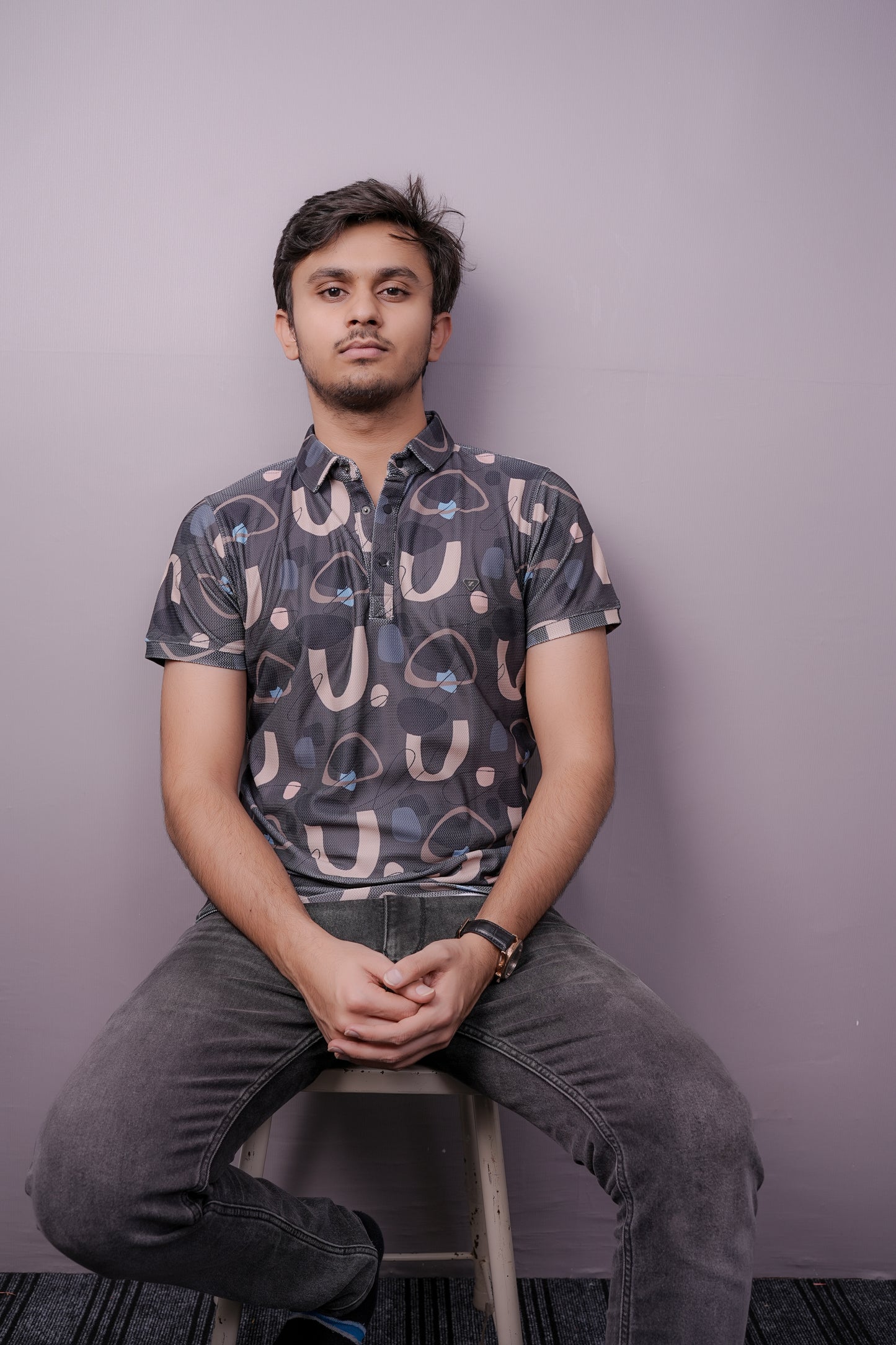 Urban Abstract Printed Polo – Button-Up Edition