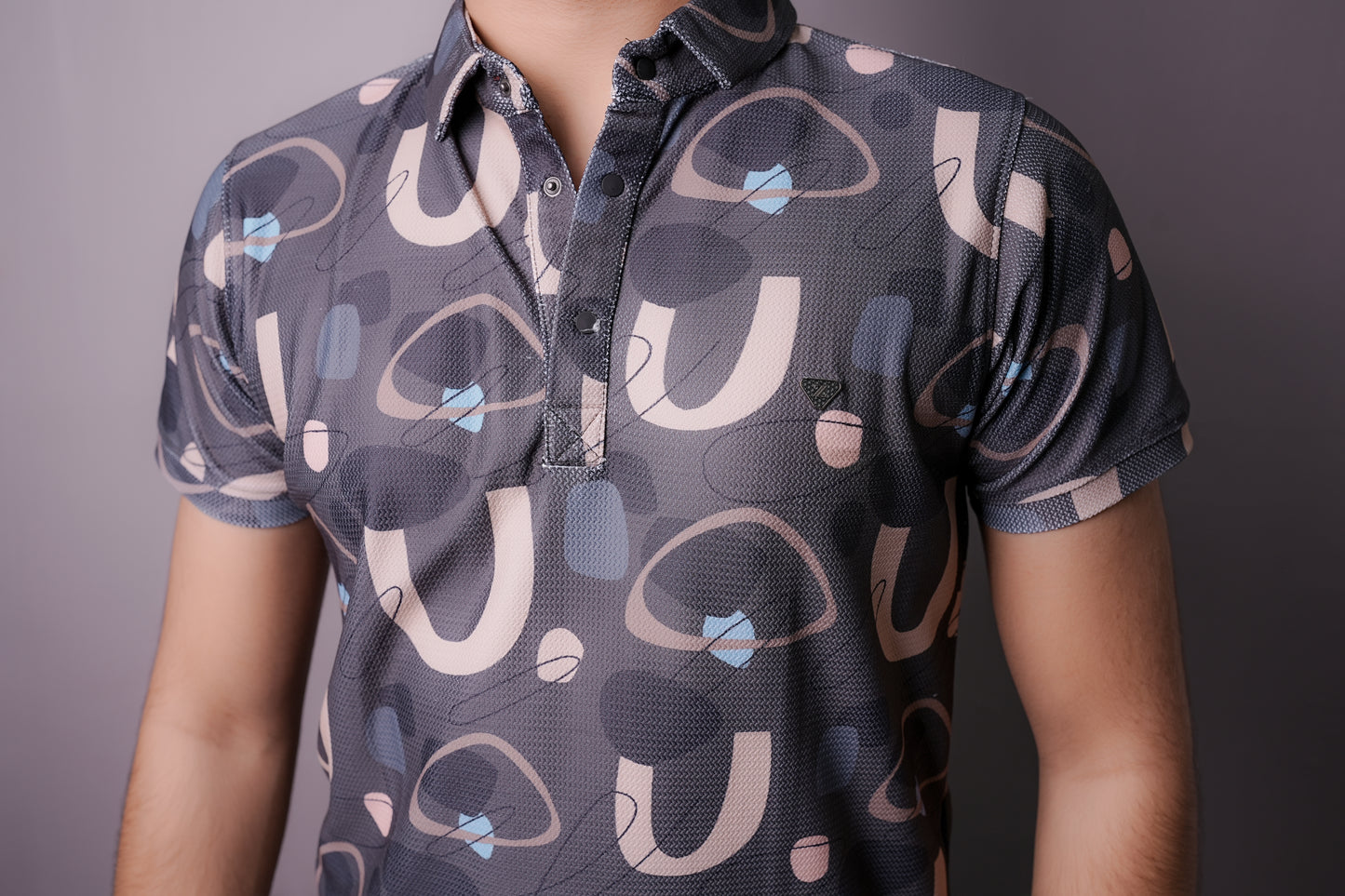 Urban Abstract Printed Polo – Button-Up Edition