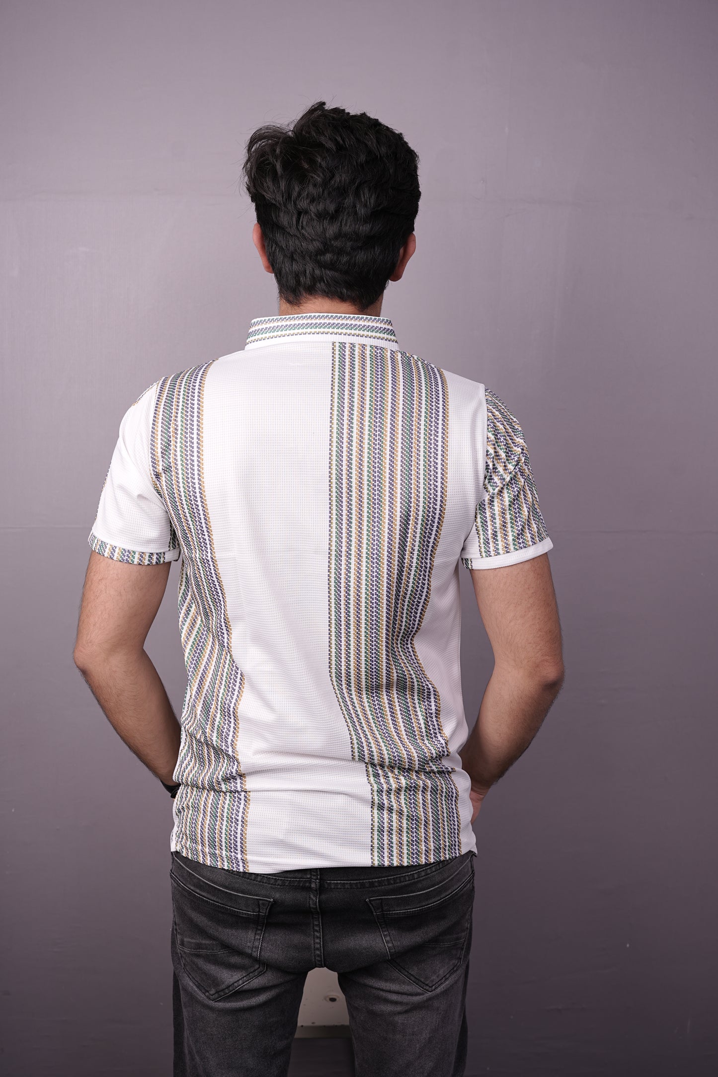 Retro Mosaic Panelled Polo – Bold Revival Edition