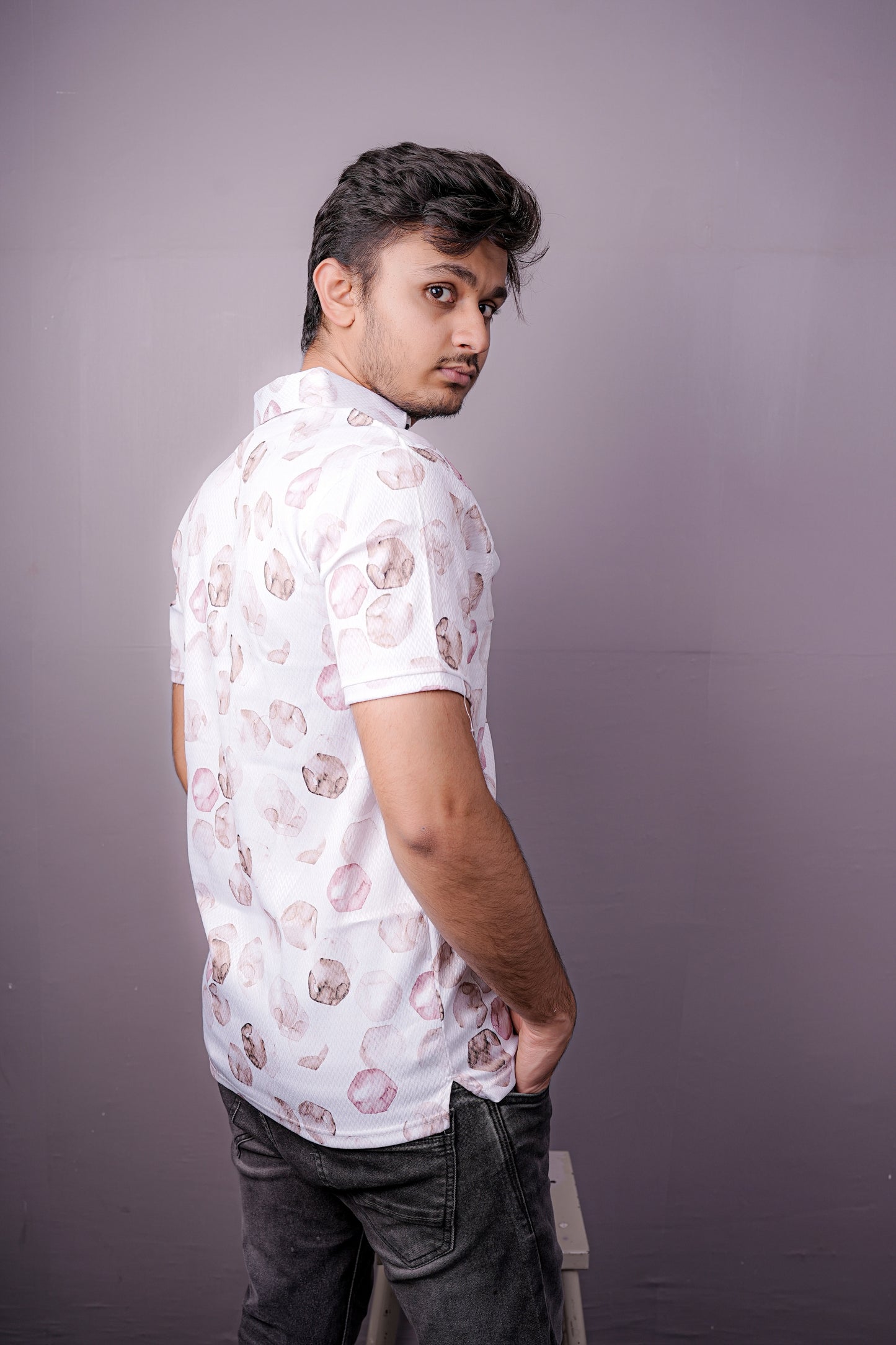 Ink Blush Abstract Polo – Modern Artwear for the Bold