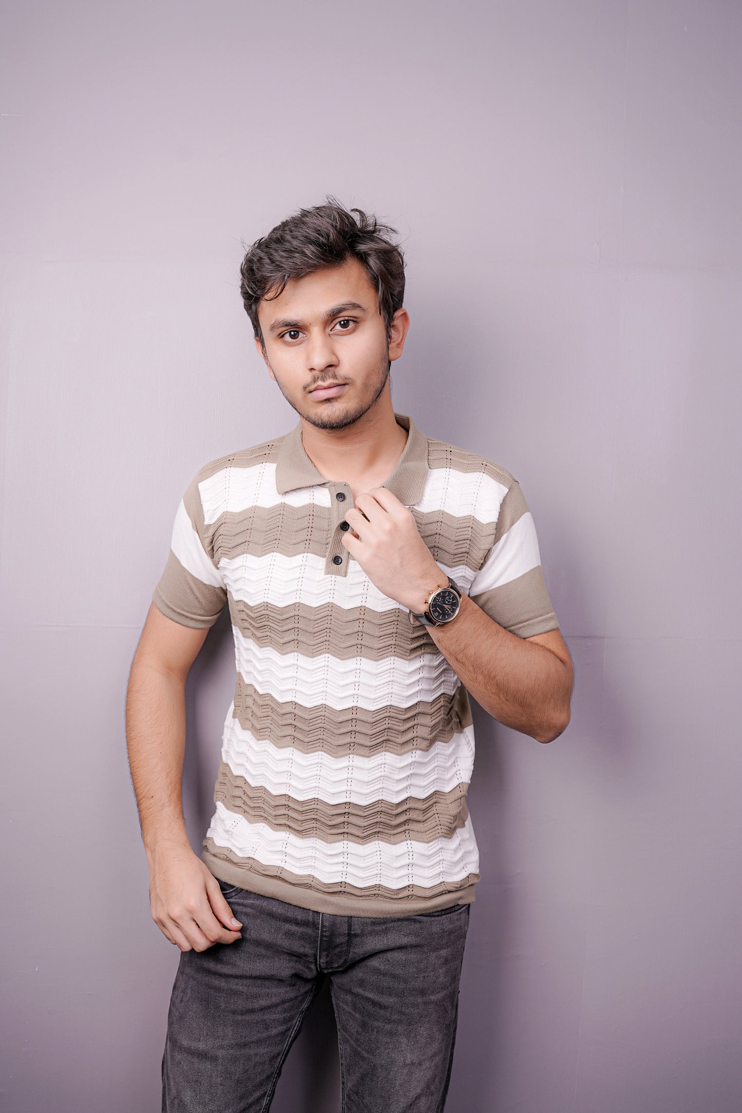 Desert Wave Textured Polo Shirt
