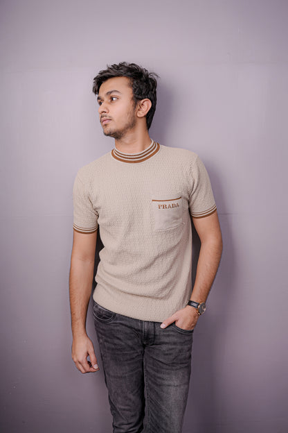 Ivory Knit Luxe Polo – Premium Textured Edition