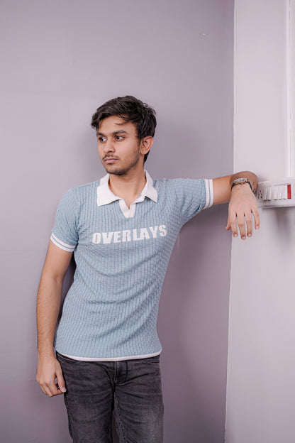 Overlays Sky Blue Polo – Street Luxe Knit Edition