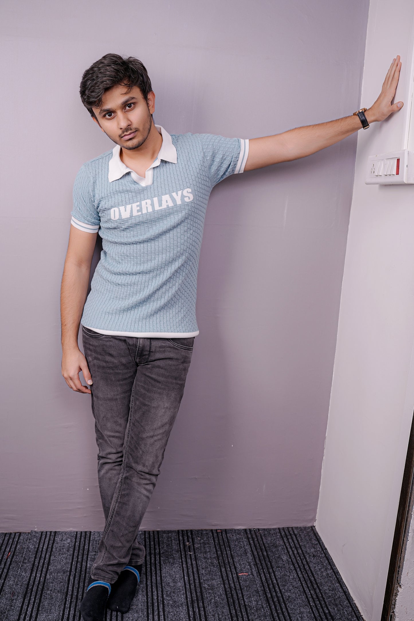 Overlays Sky Blue Polo – Street Luxe Knit Edition
