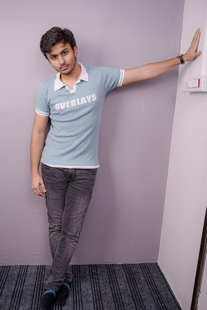 Overlays Sky Blue Polo – Street Luxe Knit Edition