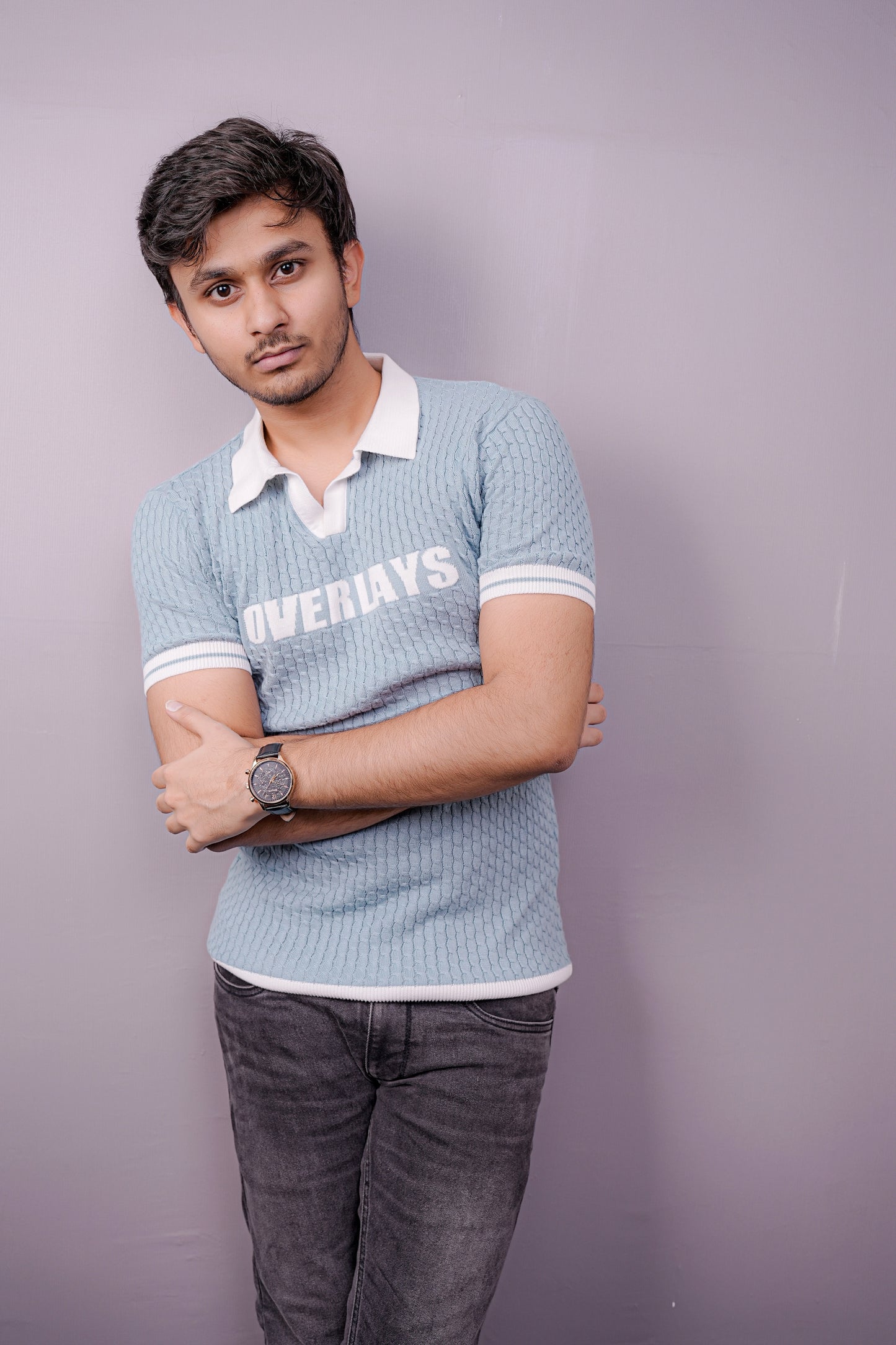 Overlays Sky Blue Polo – Street Luxe Knit Edition