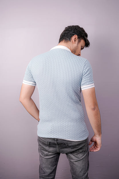 Overlays Sky Blue Polo – Street Luxe Knit Edition