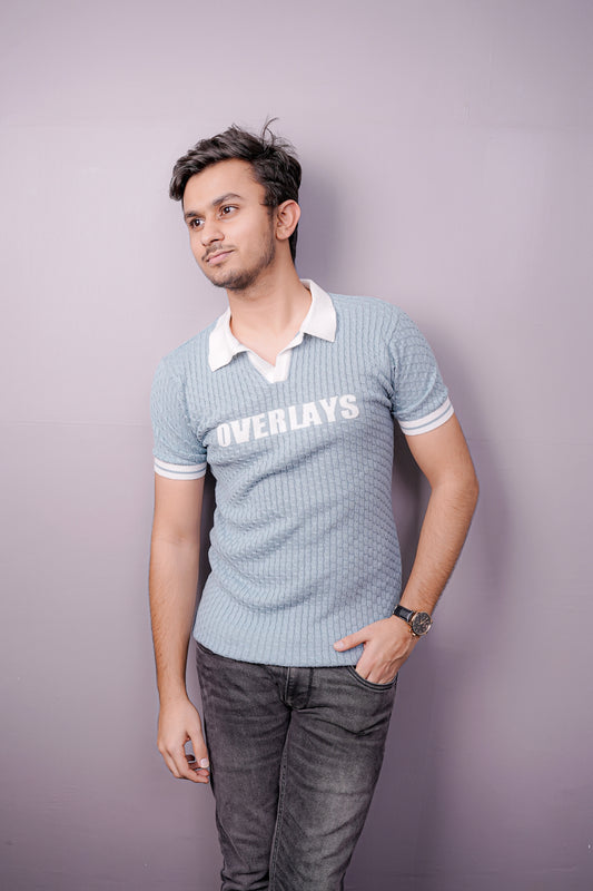 Overlays Sky Blue Polo – Street Luxe Knit Edition