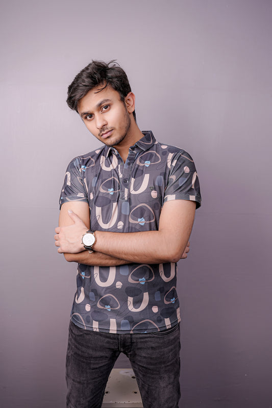 Urban Abstract Printed Polo – Button-Up Edition