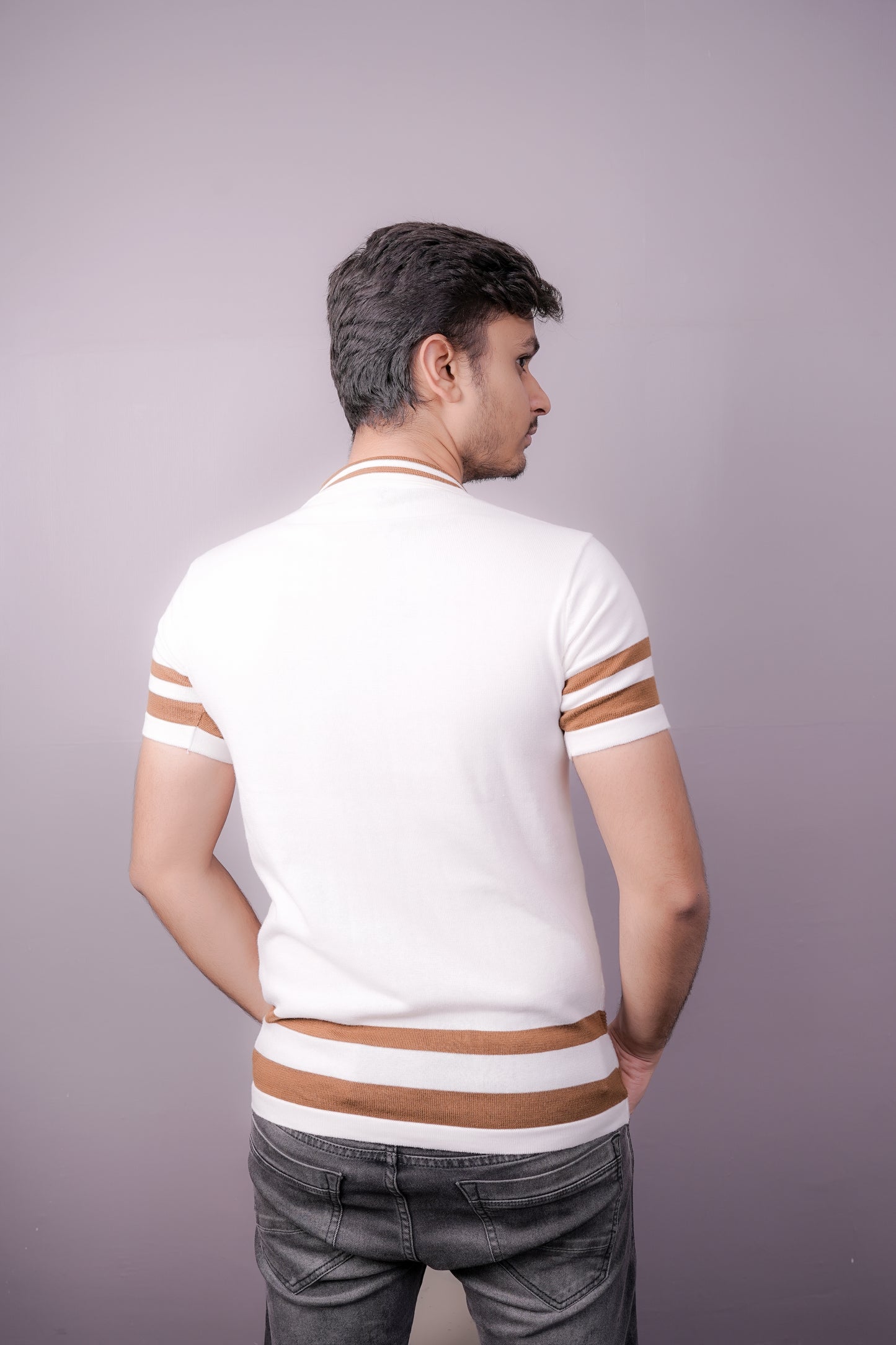Ivory Zig-Zag Knit Polo – Luxe Summer Edition