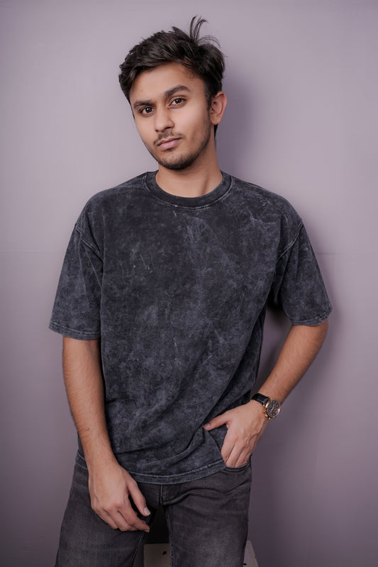 Midnight Storm Washed Oversized Tee – Urban Core Edition