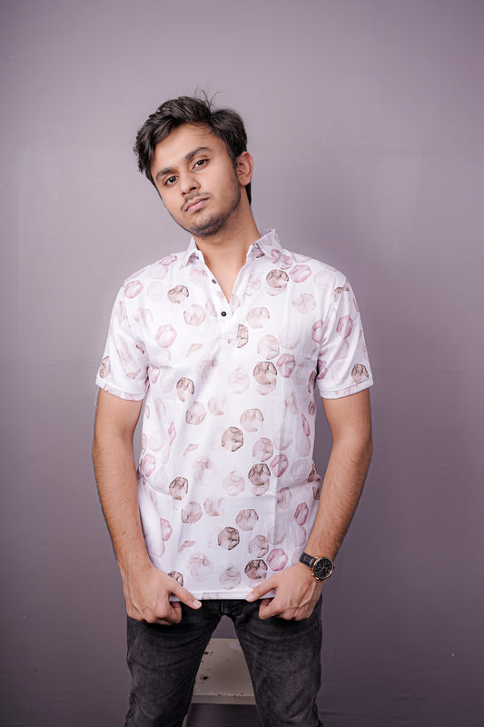 Ink Blush Abstract Polo – Modern Artwear for the Bold