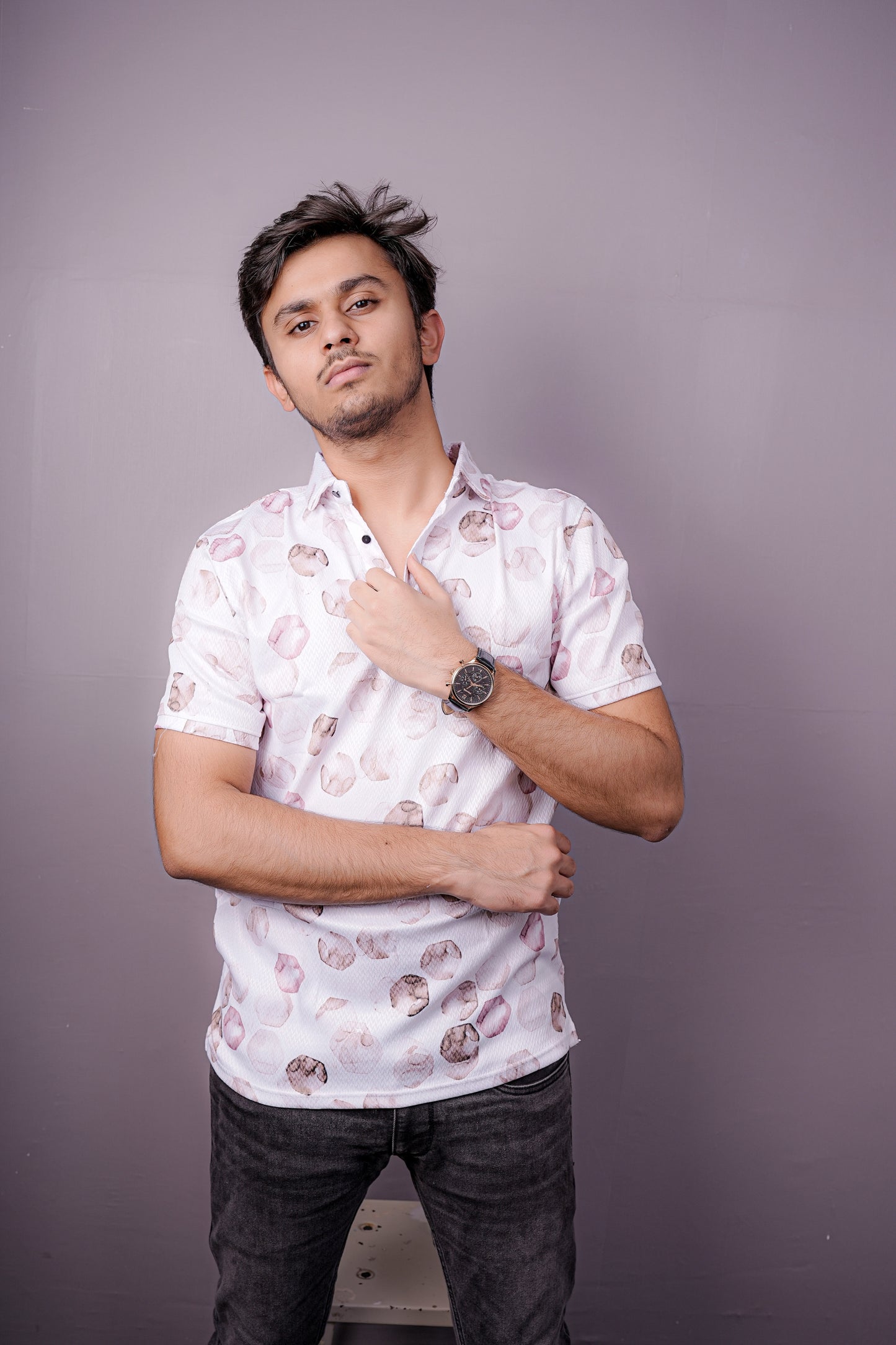 Ink Blush Abstract Polo – Modern Artwear for the Bold