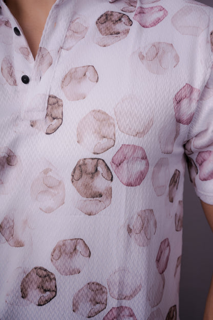 Ink Blush Abstract Polo – Modern Artwear for the Bold